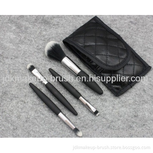 4pcs Makeup Brush Set With Pu Pouch